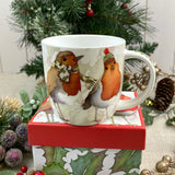 Christmas Robins Mug & Knitting Kit Gift Set