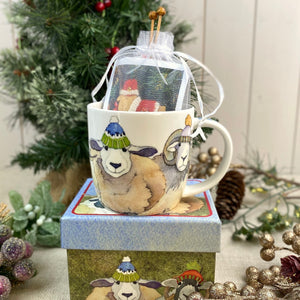 Christmas Sheep Mug & Knitting Kit Gift Set