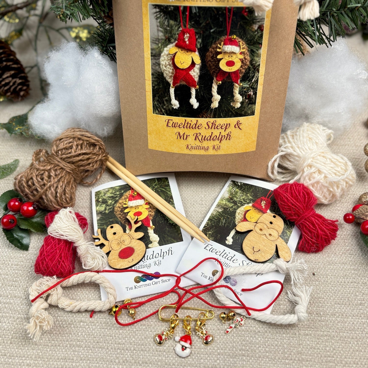 Eweltide Sheep & Mr Rudolph Knitting Kit Gift Set