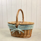 Willow Lidded Project Basket (Cream/Green Check)