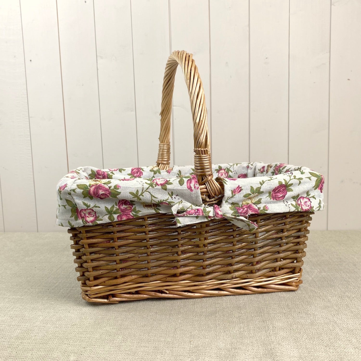 Vintage Rose Willow Project Basket - Medium Rectangular